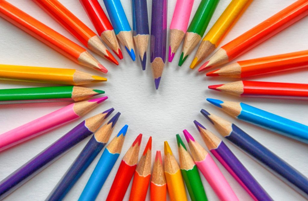 Beautiful image of color pencil forming a heart shape