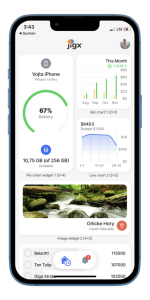 Mobile app screenshot built on Jigx framework. AMO Consultancy Services LTD